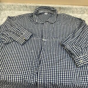 Marithe Francois Girbaud Button Down Shirt XL Navy Gingham Long Sleeve